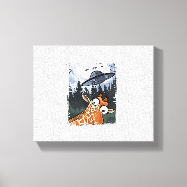 Funny Giraffe UFO Zoo Animal Weird Meme Graphic _ Leinwanddruck (Vorderseite)