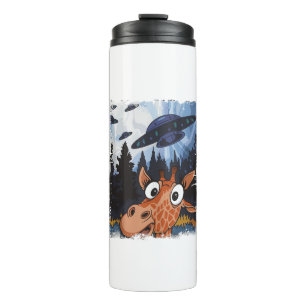 Funny Giraffe UFO Zoo Animal Weird Meme Graphic Thermosbecher