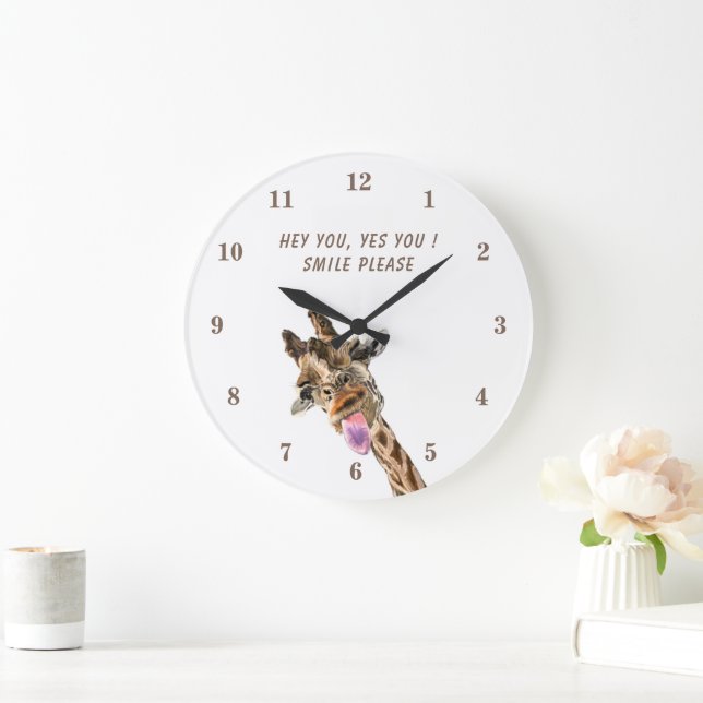 Funny Giraffe Wall Clock - Benutzerdefinierter Tex Große Wanduhr (Zuhause)