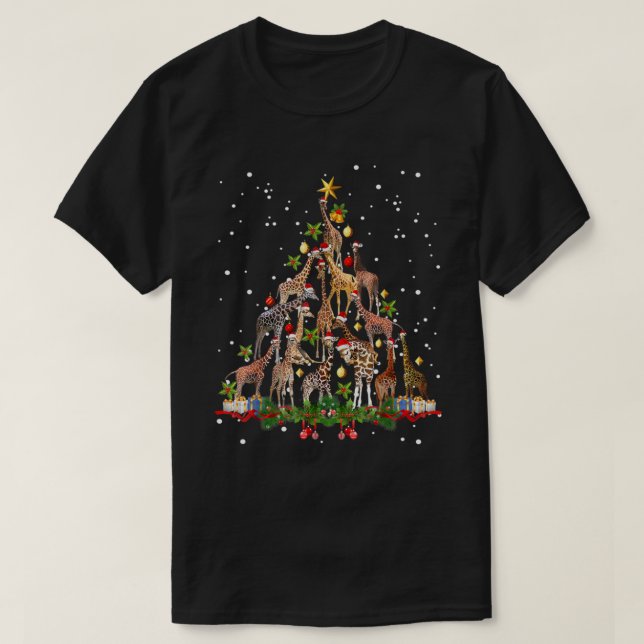 Funny Giraffe Weihnachtsbaumgeschenk Niedlich T-Shirt (Design vorne)