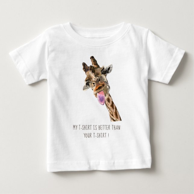 Funny Giraffe Zunge Out Playful Wink - Hinzufügen  Baby T-shirt (Vorderseite)