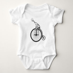 Funny giraffee reitet auf einem Penny-Farthing Baby Strampler
