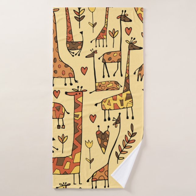Funny giraffes skizzen, nahtloses muster deines de badehandtuch (Badehandtuch)