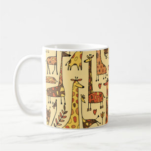 Funny giraffes skizzen, nahtloses muster deines de kaffeetasse