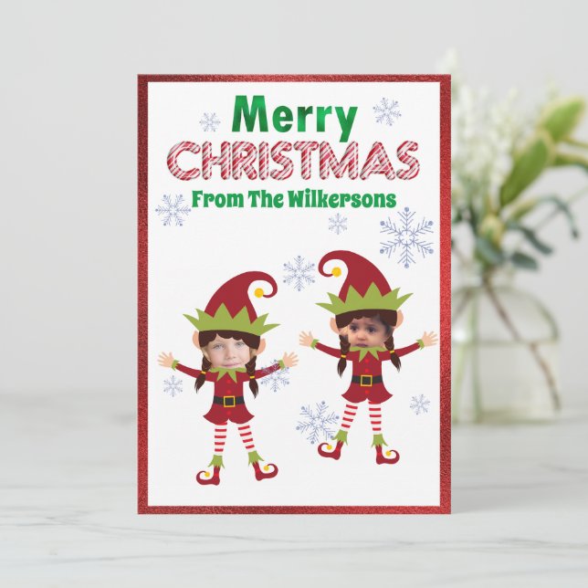 Funny Girl Elves Custom Kids Fotos Weihnachten (Stehend Vorderseite)