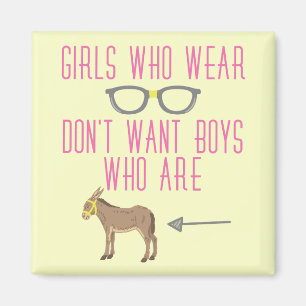 Funny Girl Glasses Nerd Spaß Magnet