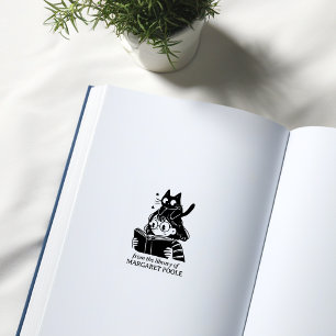 Funny Girl mit Cat Buchzeichen Gummistempel