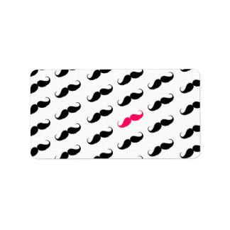 Funny Girl Pink und Black Mustache Muster Adressaufkleber
