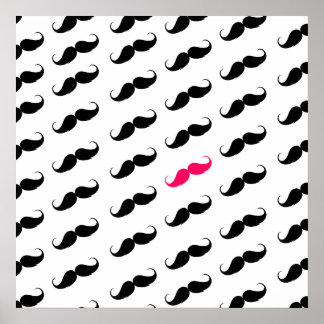 Funny Girl Pink und Black Mustache Muster Poster