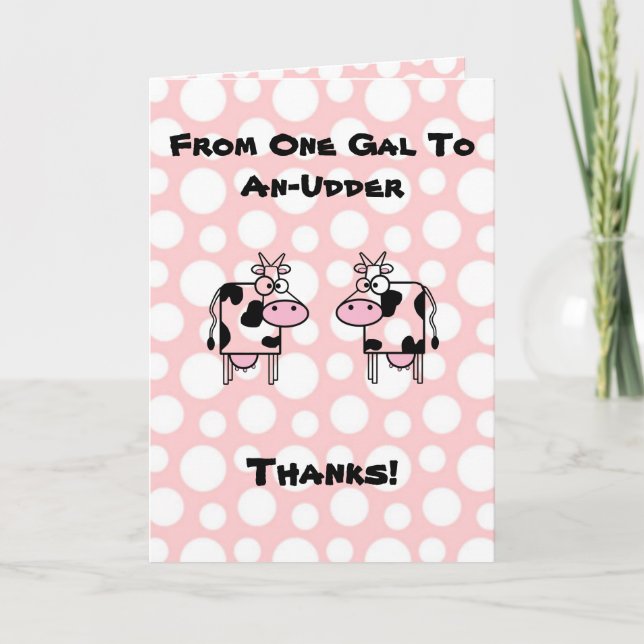 Funny Girl to Girl Cartoon Cow Animal Danke (Vorderseite)