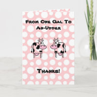 Funny Girl to Girl Cartoon Cow Animal Danke