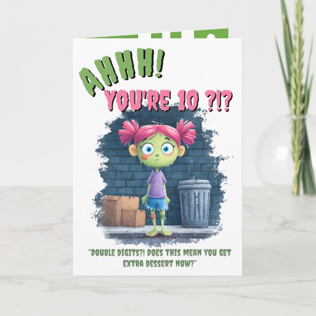 Funny Girl Zombie Birthday Karte (Vorderseite)
