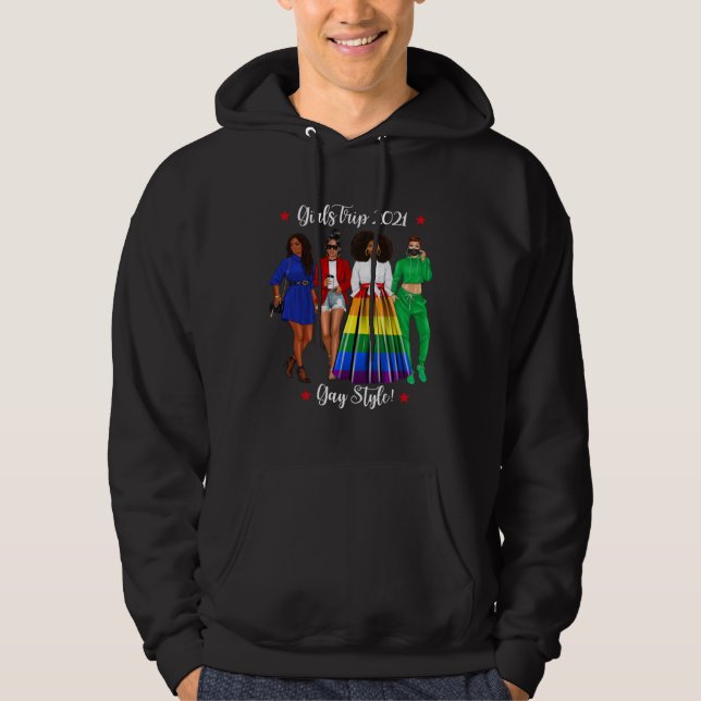 Funny Girls Trip LGBTQ Vacation Gay Black Woman He Hoodie (Vorderseite)