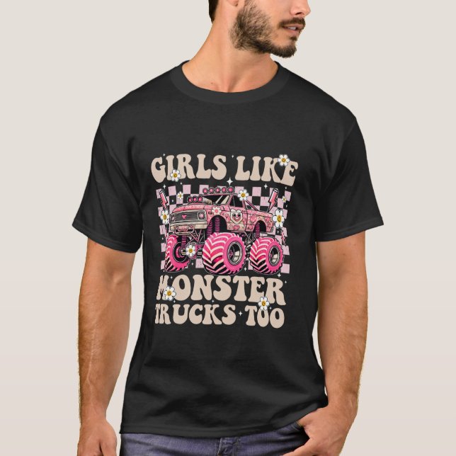 Funny Girls wie Monster Trucks zu rosa Monster T T-Shirt (Vorderseite)