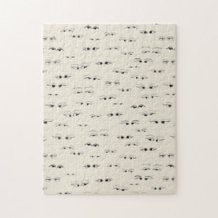 Funny Girly Eyes Zeichnend Puzzle