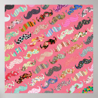 Funny Girly farbenfroh rosa Aztec Muster Mustaches