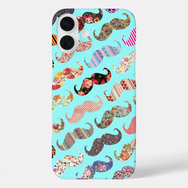 Funny Girly farbenfrohe Aztec Patterns Mustaches Case-Mate iPhone Hülle (Rückseite)