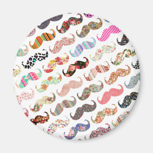 Funny Girly farbenfrohe Muster Mustaches Magnet