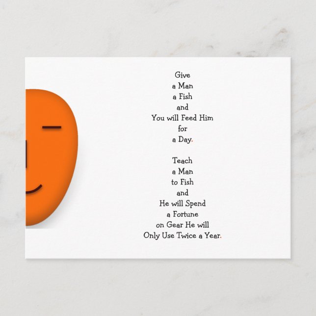 Funny Give a Man a Fish IRL LOL Quote Spaß Witty Postkarte (Vorderseite)