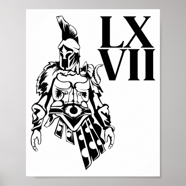 Funny Gladiator 67 Meme Roman Numerals Lxvii Viral Poster (Vorne)
