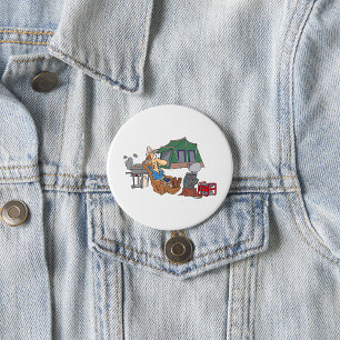 Funny Glamping Cartoon Luxus Camping Button