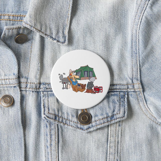 Funny Glamping Cartoon Luxus Camping Button (Von Creator hochgeladen)