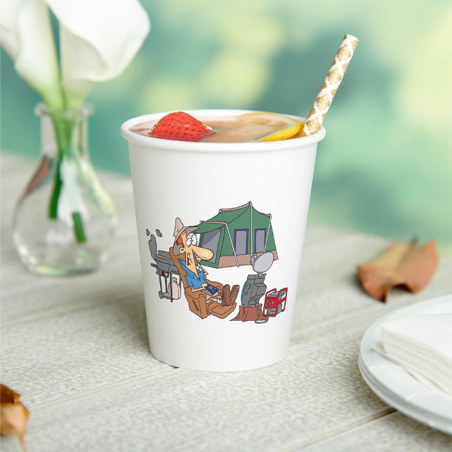 Funny Glamping Cartoon Luxus Camping Pappbecher (Von Creator hochgeladen)