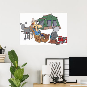 Funny Glamping Cartoon Luxus Camping Poster