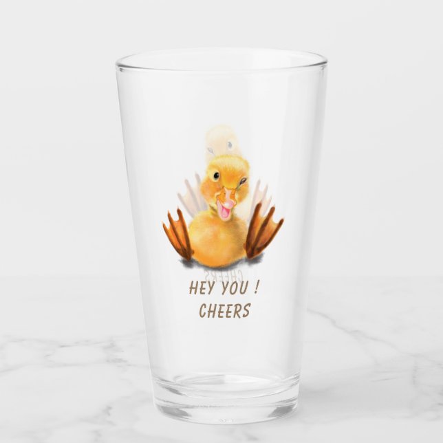 Funny Glass mit Playful Duck Smile - Chef Glas (Vorderseite)