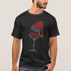 Funny Glass Wine Lovers Weihnachtsmannmütze Weihna T-Shirt