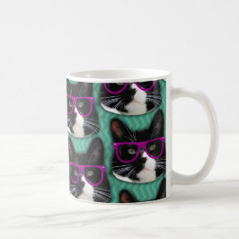 Funny Glasses Tuxedo Cat Muster Epic Design Tasse