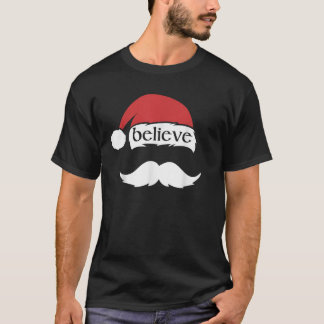 Funny Glaube Weihnachtsmannmütze White Mustache Ki T-Shirt