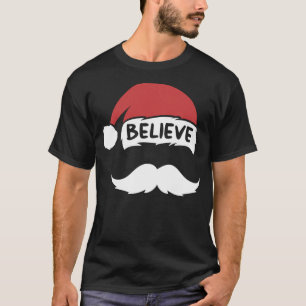 Funny Glaube Weihnachtsmannmütze White Mustache Ki T-Shirt