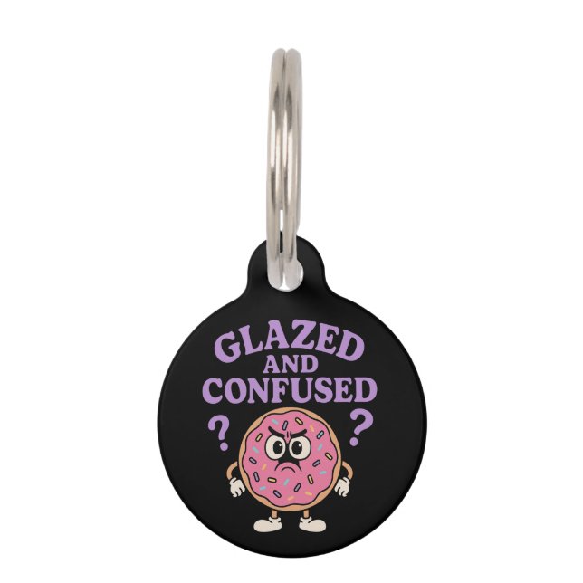 Funny Glazed und Konfuse Donut Design Haustiermarke (Vorderseite)