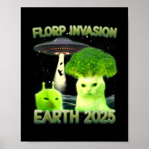 Funny Glerp Glorp Funny Alien Cat Meme Vintag Poster