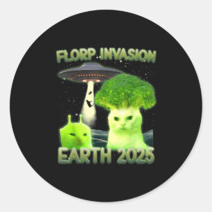 Funny Glerp Glorp Funny Alien Cat Meme Vintag Runder Aufkleber
