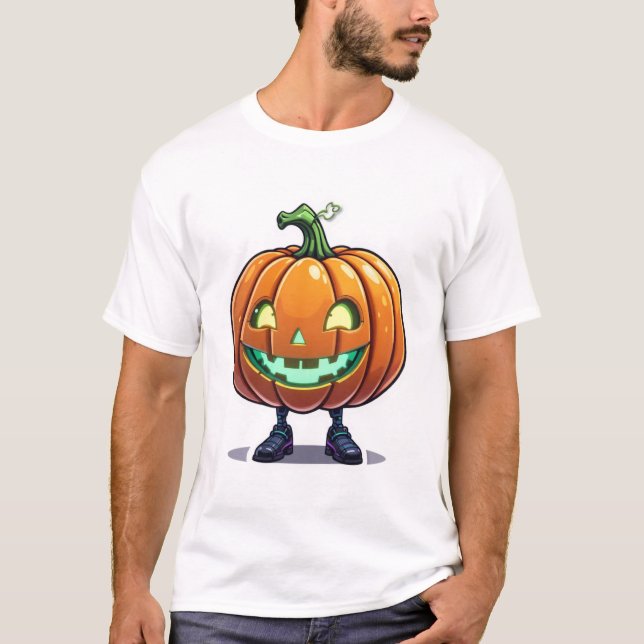 Funny Glows Halloween Jack-O’-Lantern mit Legen T-Shirt (Vorderseite)