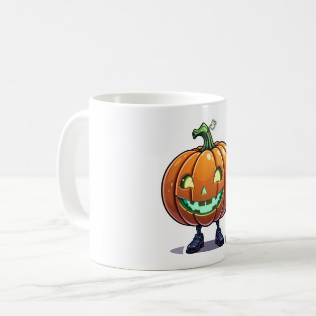 Funny Glows Pumpkin Face Halloween Tasse Coffe Cup (Vorderseite Links)
