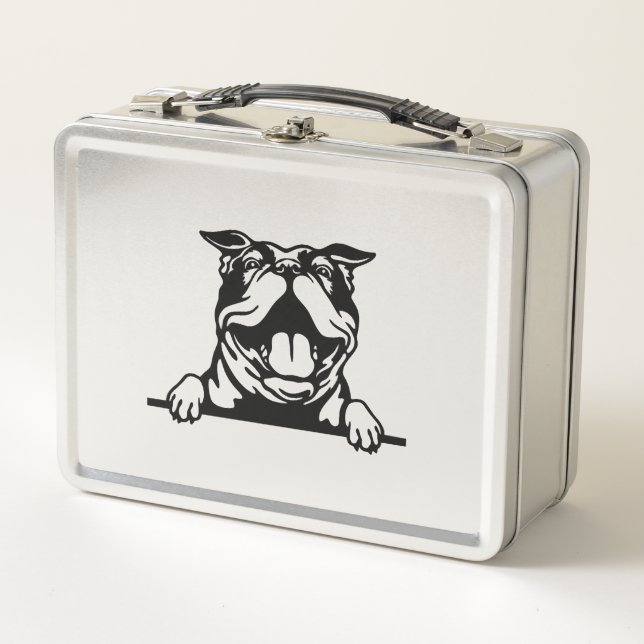 Funny glücklicher Bulldog Metall Brotdose (Vorderseite)