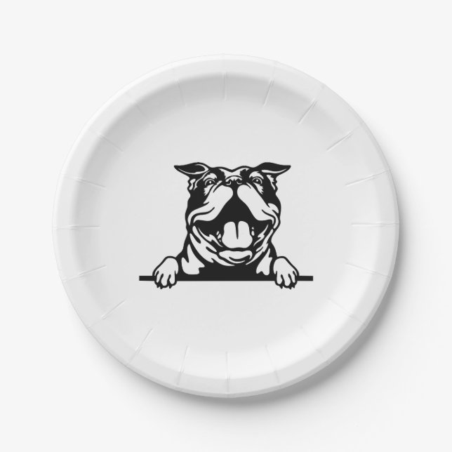 Funny glücklicher Bulldog Pappteller (Vorderseite)