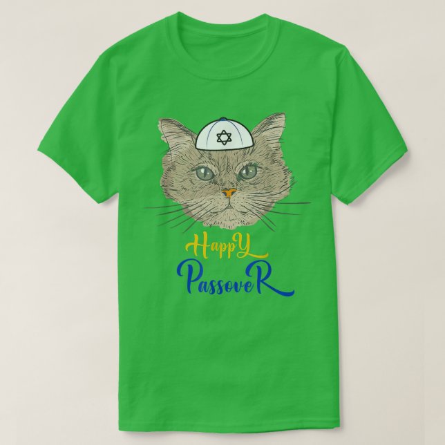 Funny glücklicher Passover Katze lustige Seder Juw T-Shirt (Design vorne)
