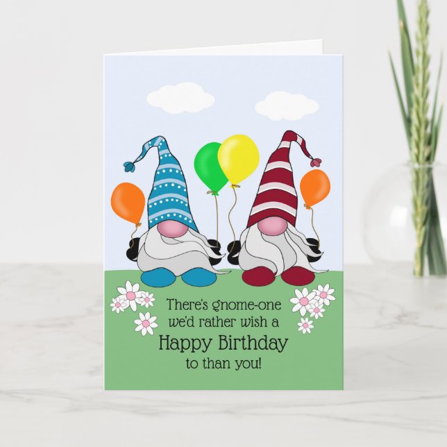 Funny Gnome Birthday Card Karte (Vorderseite)