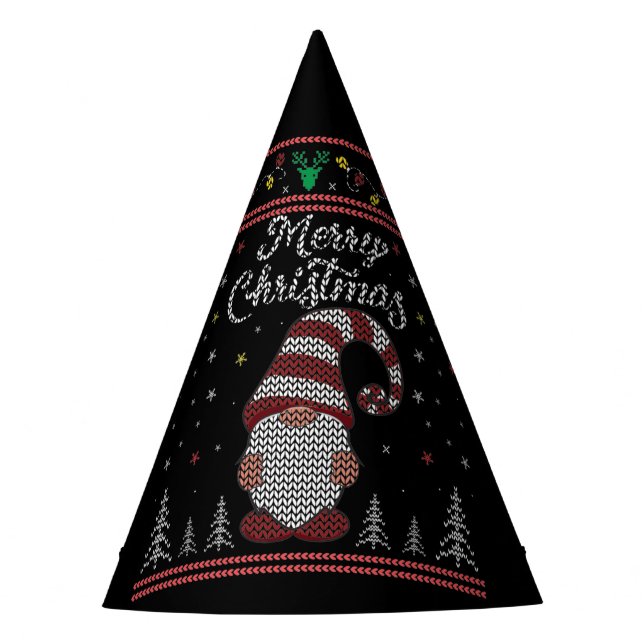 Funny Gnome Frohe Weihnachten Partyhütchen (Vorderseite)