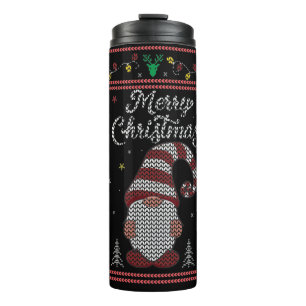 Funny Gnome Frohe Weihnachten Thermosbecher