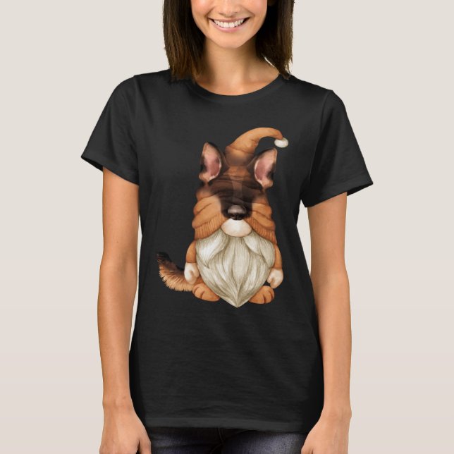 Funny Gnome In German Shepherd Costume For Men Dog T-Shirt (Vorderseite)
