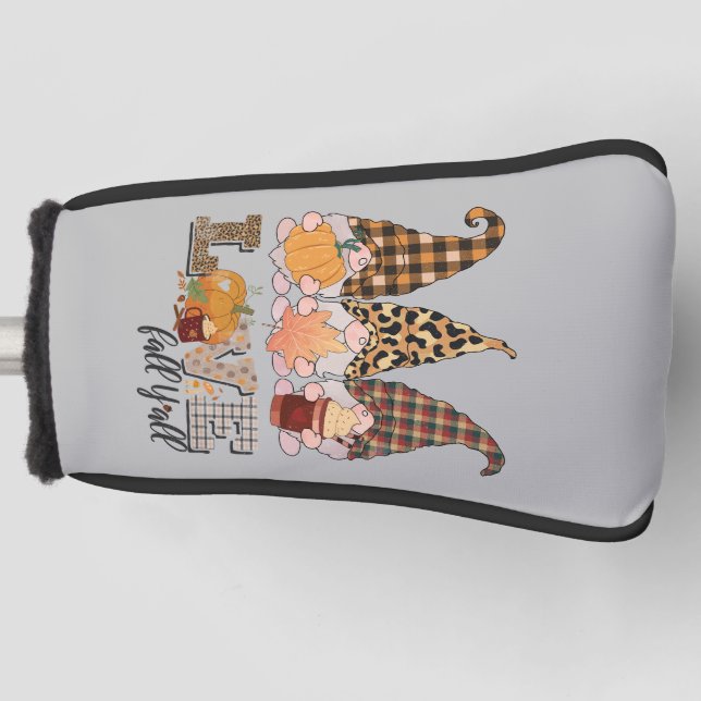 Funny Gnome Lieben fallen, Kürbissaison Golf Headcover (Vorderseite)