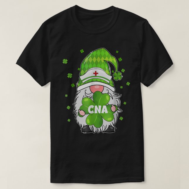 Funny Gnome mit Kleeblatt CNA Nurse St Patricks Da T-Shirt (Design vorne)