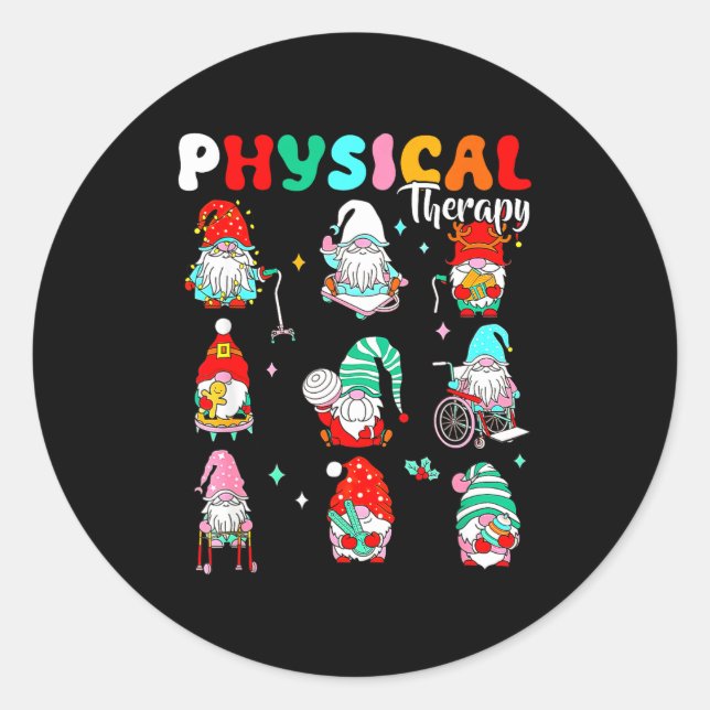 Funny Gnome Physical Therapy Pt Physical Therast C Runder Aufkleber (Vorderseite)