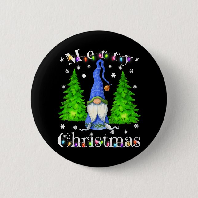 Funny Gnome Weihnachtsgarten Gnome Merry Button (Vorderseite)