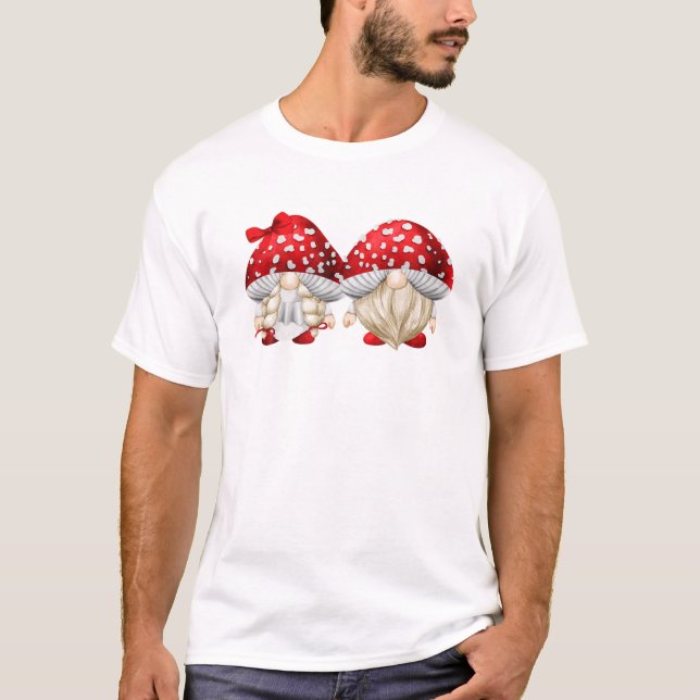 Funny Gnomes in Toadstool Kostüm - Niedliches Pilz T-Shirt (Vorderseite)